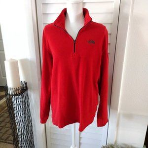 The North Face Mens‎ Fleece 1/4 zip Jacket red with black trim Medium